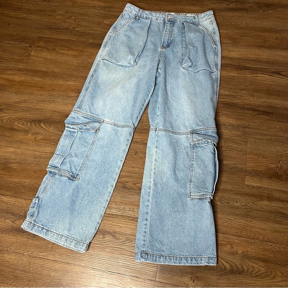 Forever 21 Wide Leg Cargo Jeans size 28 - Picture 6 of 9